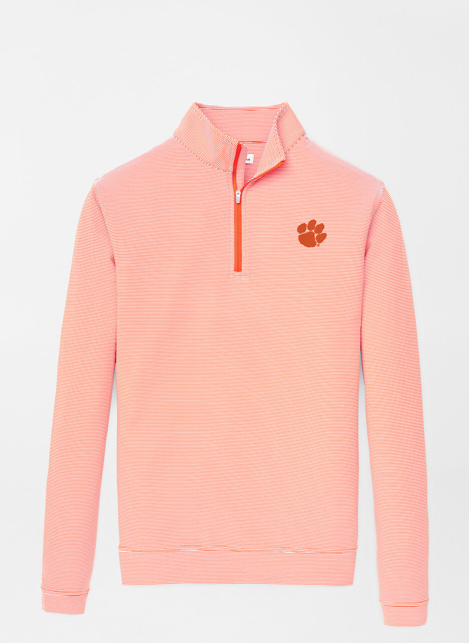  Peter Millar Clemson Perth Mini-Stripe Performance Quarter-Zip - Orange
