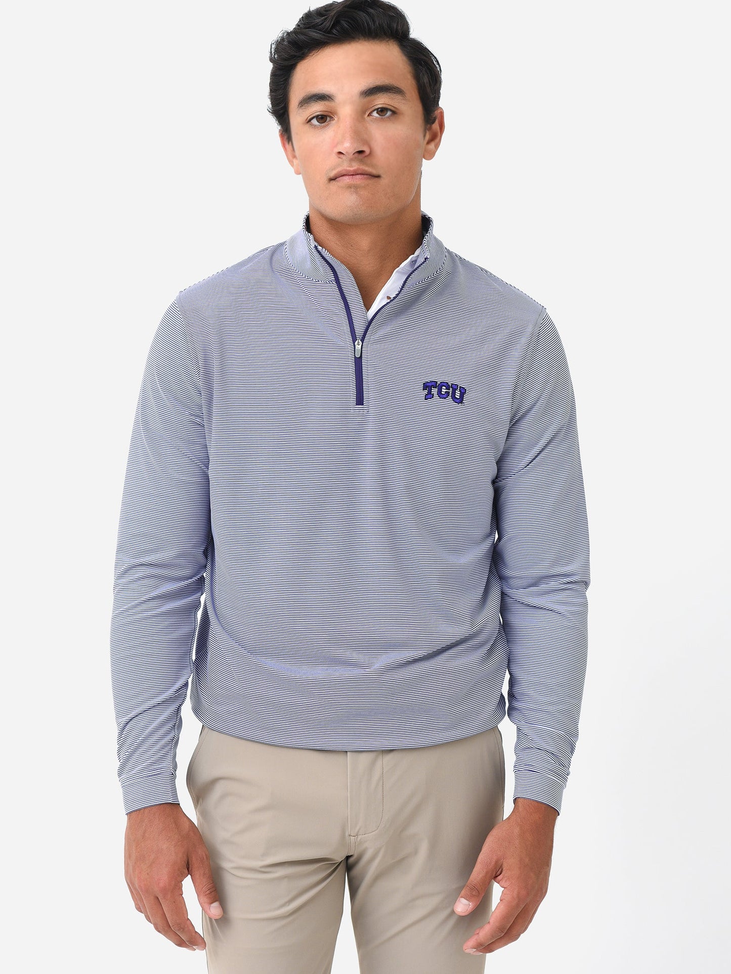  Peter Millar Men's Perth Mini Stripe Quarter Zip Sweater