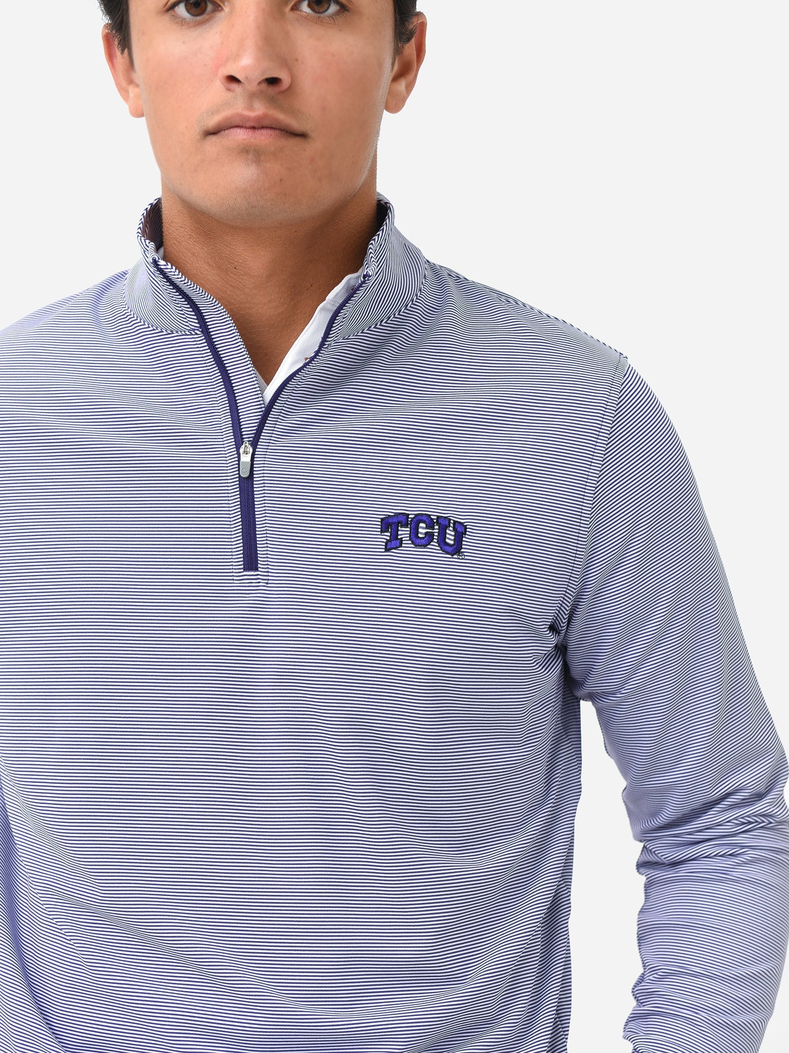 Peter Millar Men's Perth Mini Stripe Quarter Zip Sweater