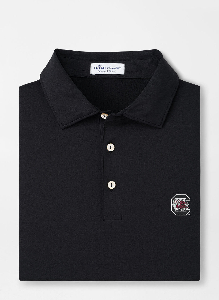  Peter Millar South Carolina USC Block Logo Performance Jersey Polo: Black