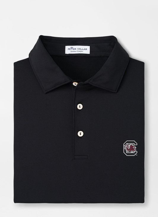  Peter Millar South Carolina USC Block Logo Performance Jersey Polo: Black