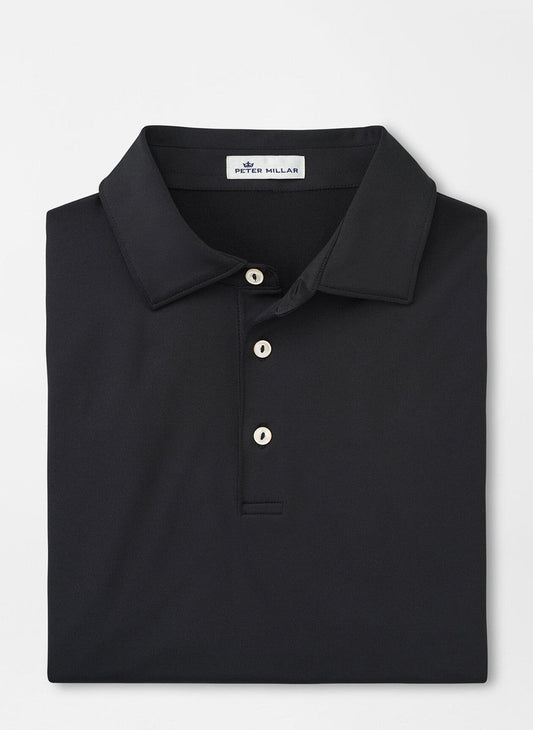 Peter Millar Solid Performance Sean Self Collar Polo: Black