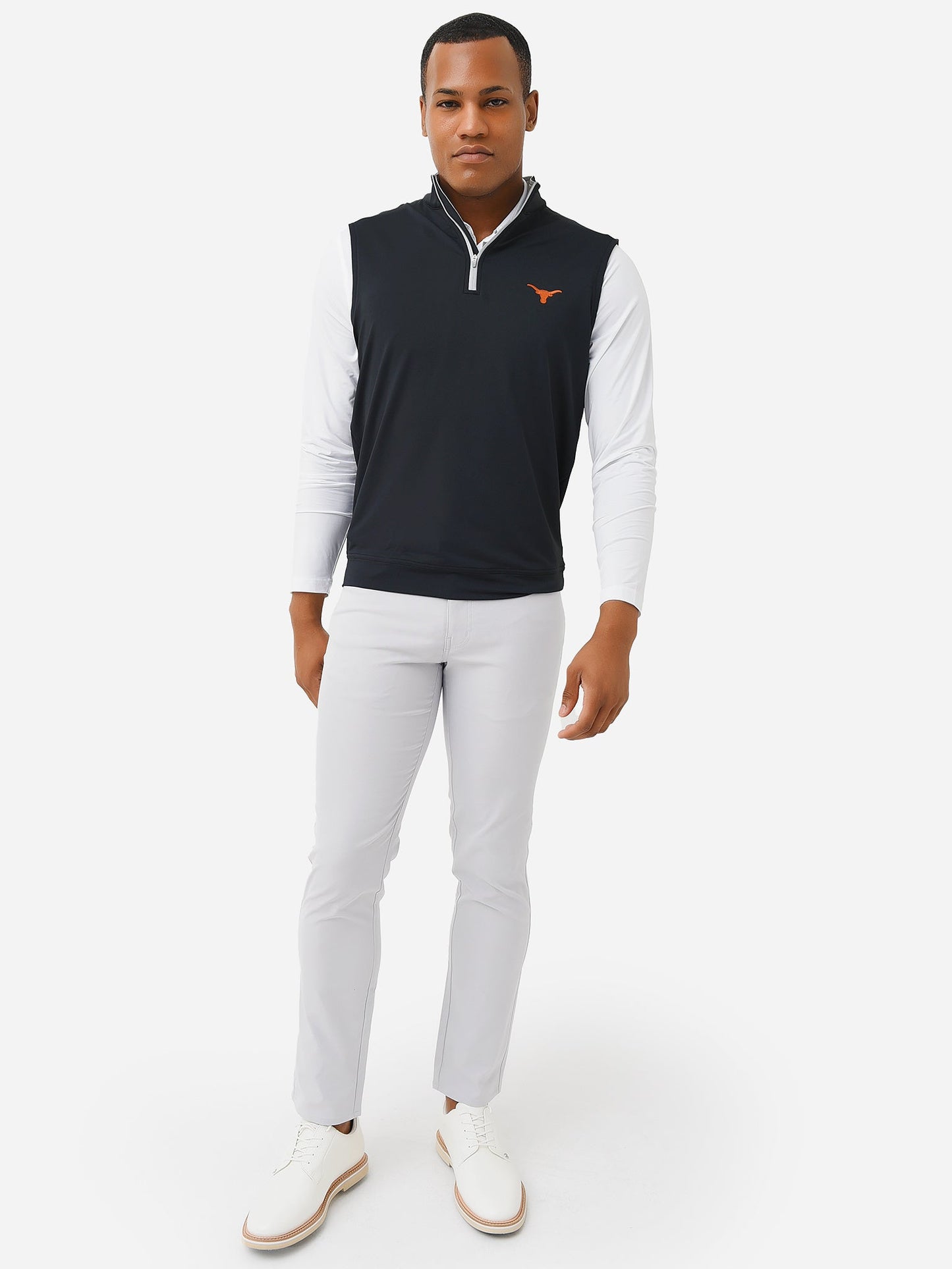  Peter Millar Collegiate Men's Galway Stretch Loop Terry Quarter-Zip Vest