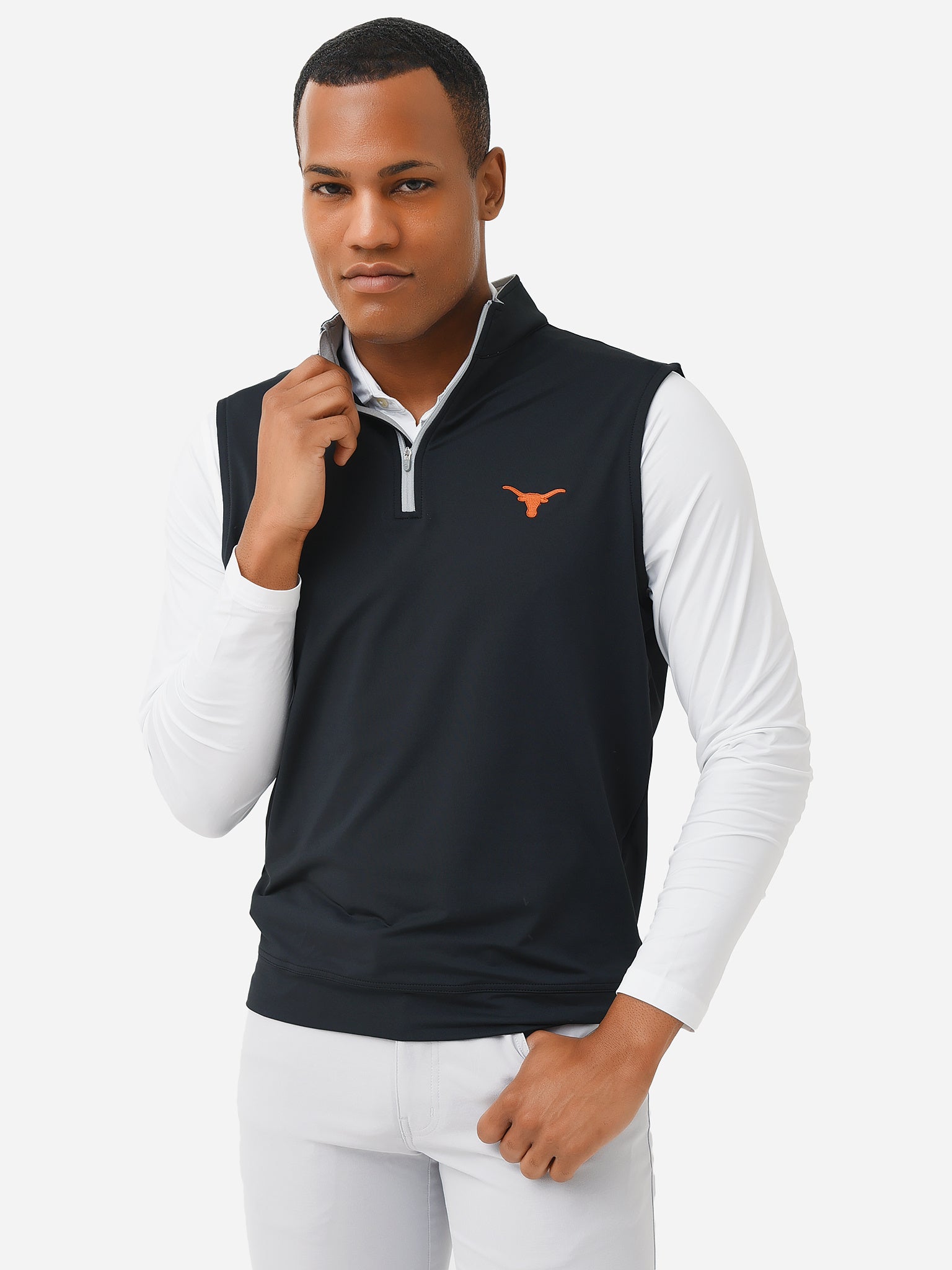  Peter Millar Collegiate Men's Galway Stretch Loop Terry Quarter-Zip Vest