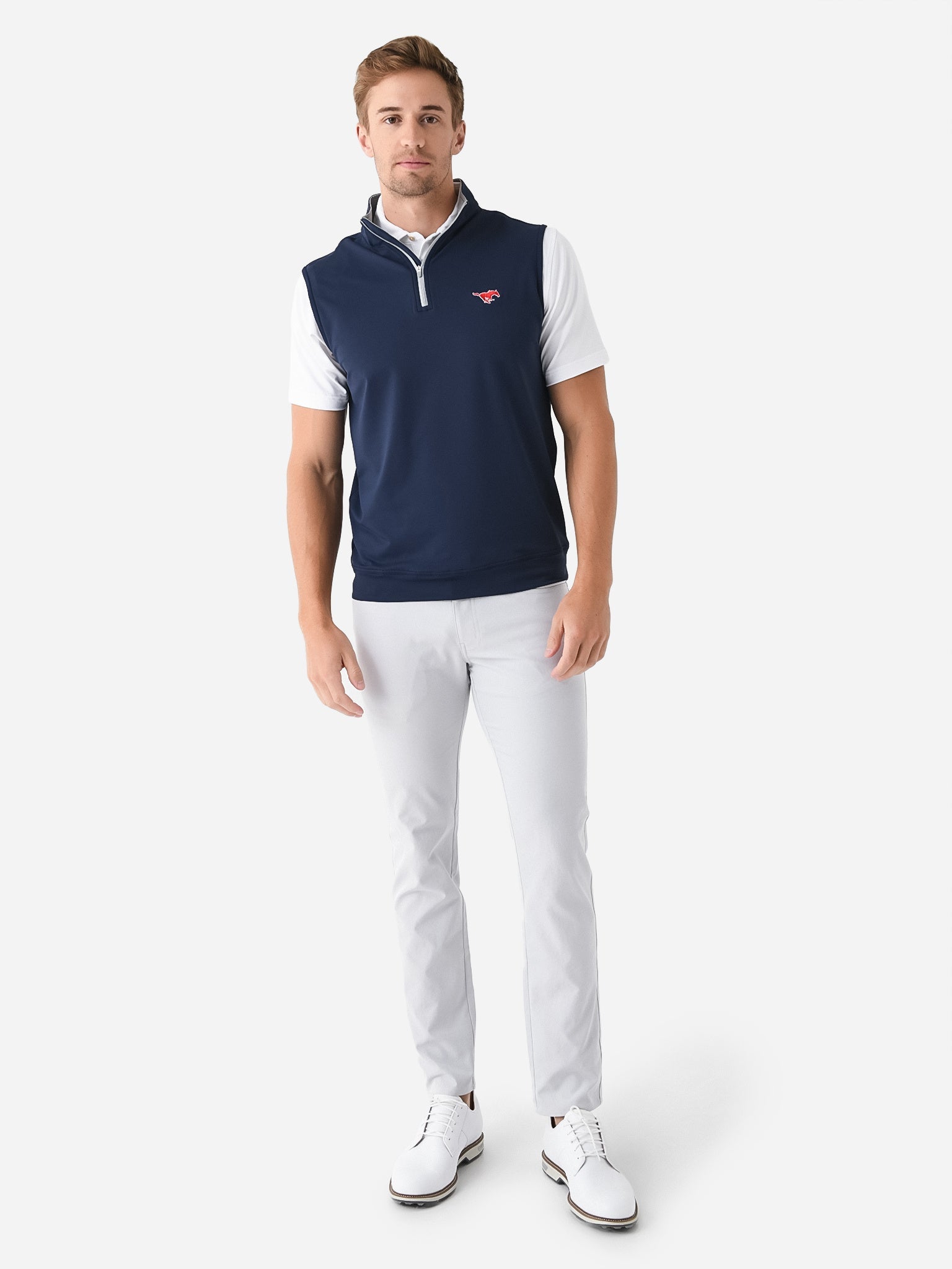  Peter Millar Collegiate Men's Galway Stretch Loop Terry Quarter-Zip Vest