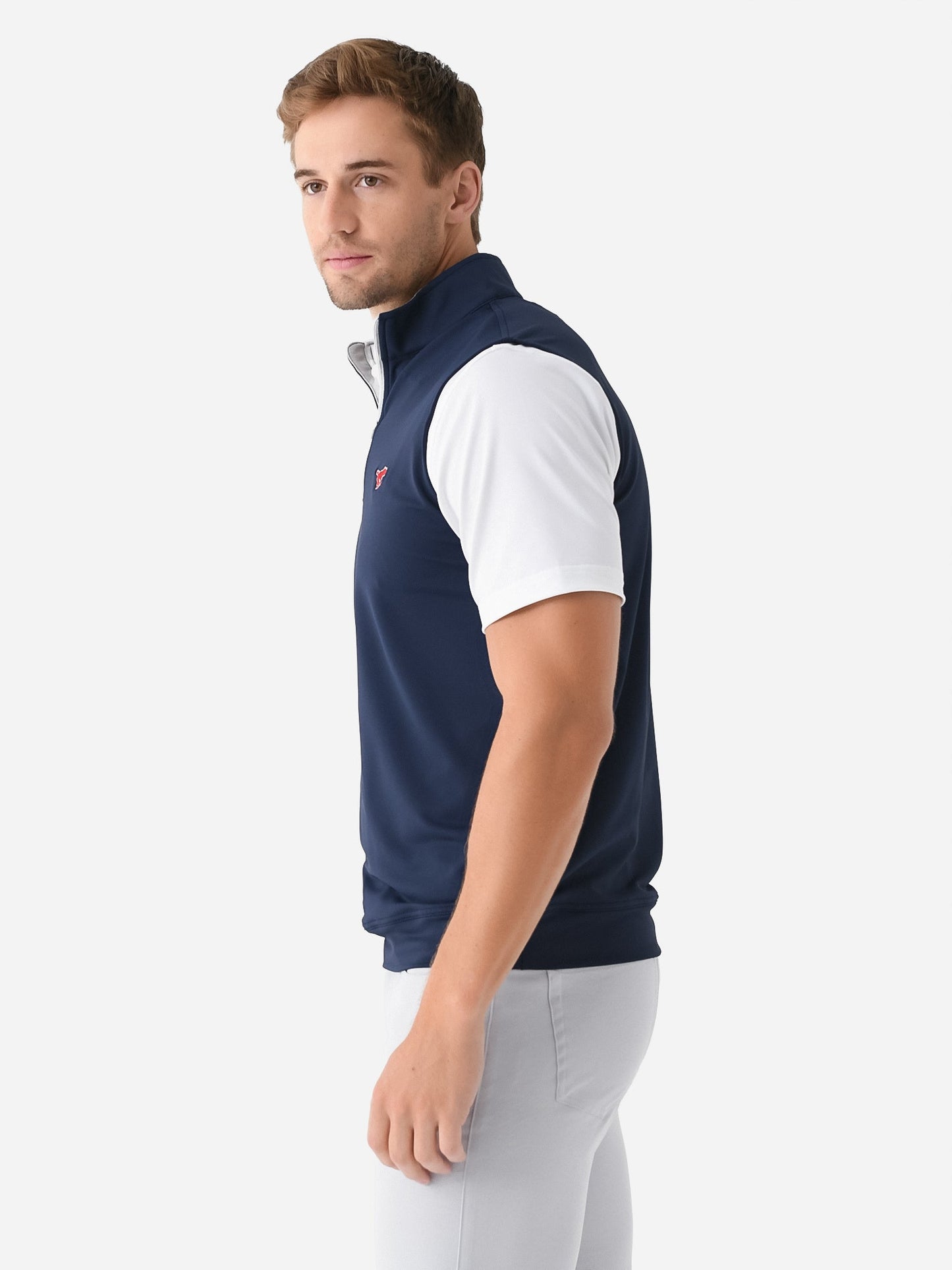  Peter Millar Collegiate Men's Galway Stretch Loop Terry Quarter-Zip Vest