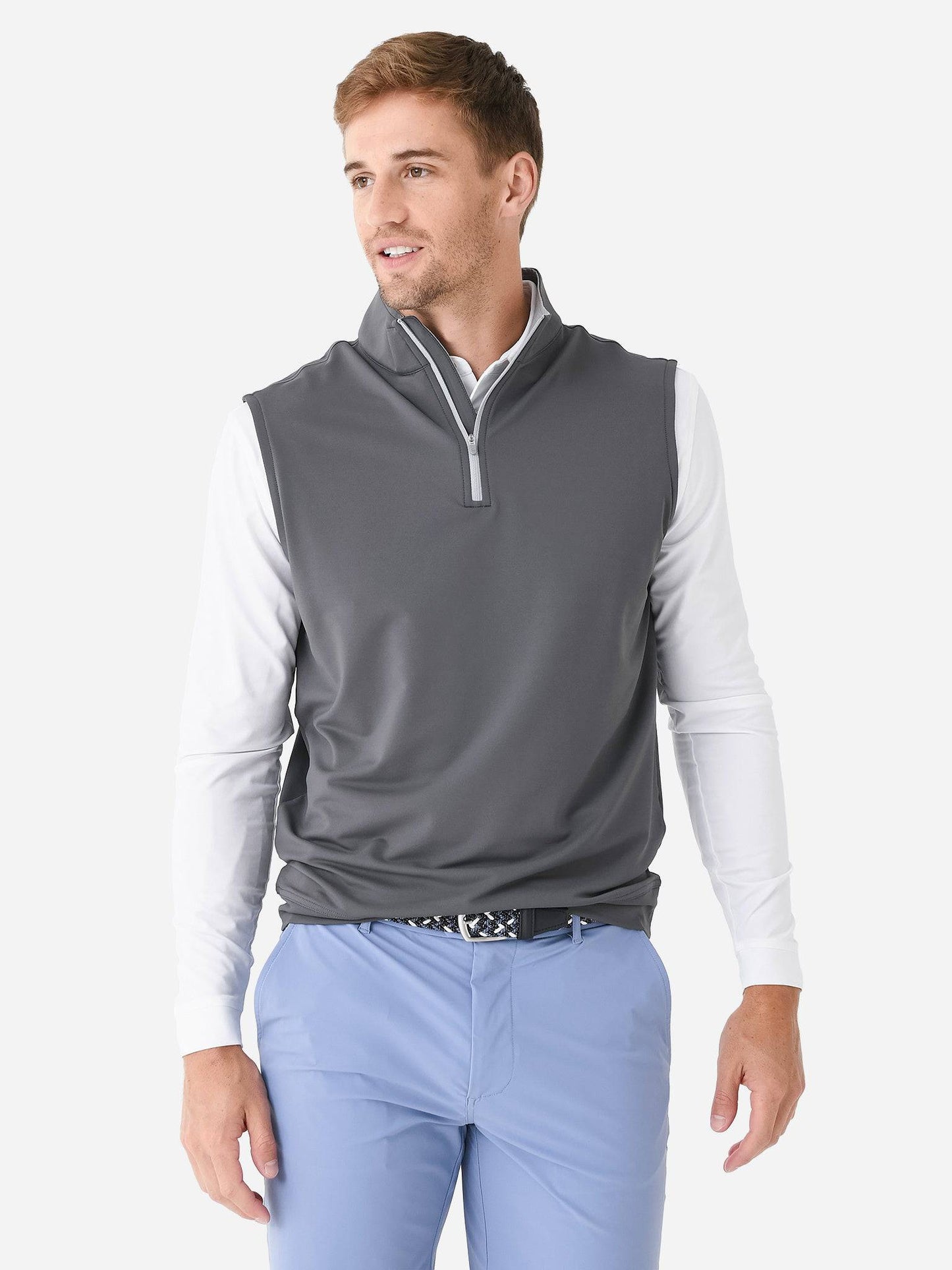  Peter Millar Crown Sport Men's Galway Stretch Loop Terry Quarter-Zip Vest