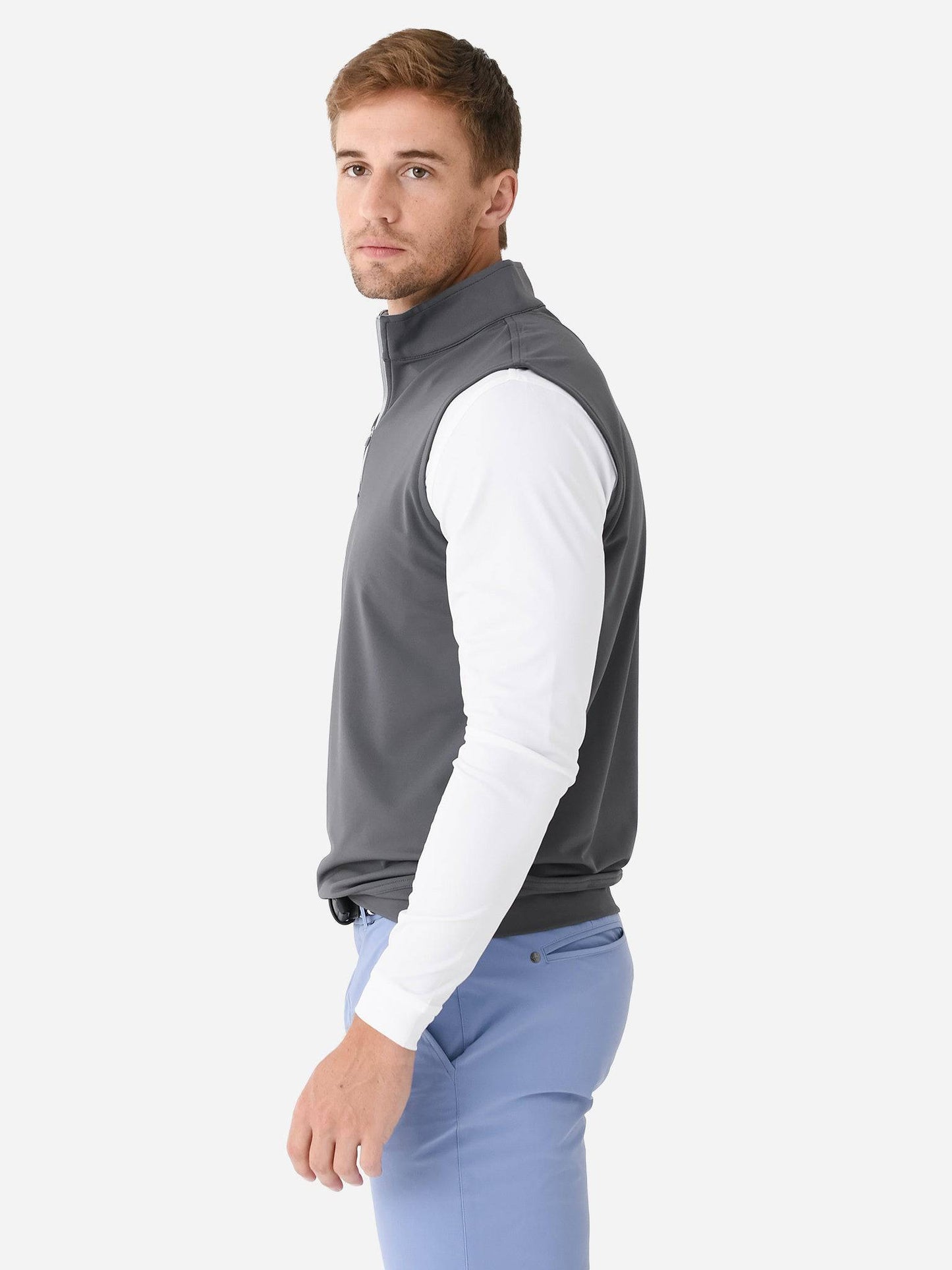  Peter Millar Crown Sport Men's Galway Stretch Loop Terry Quarter-Zip Vest
