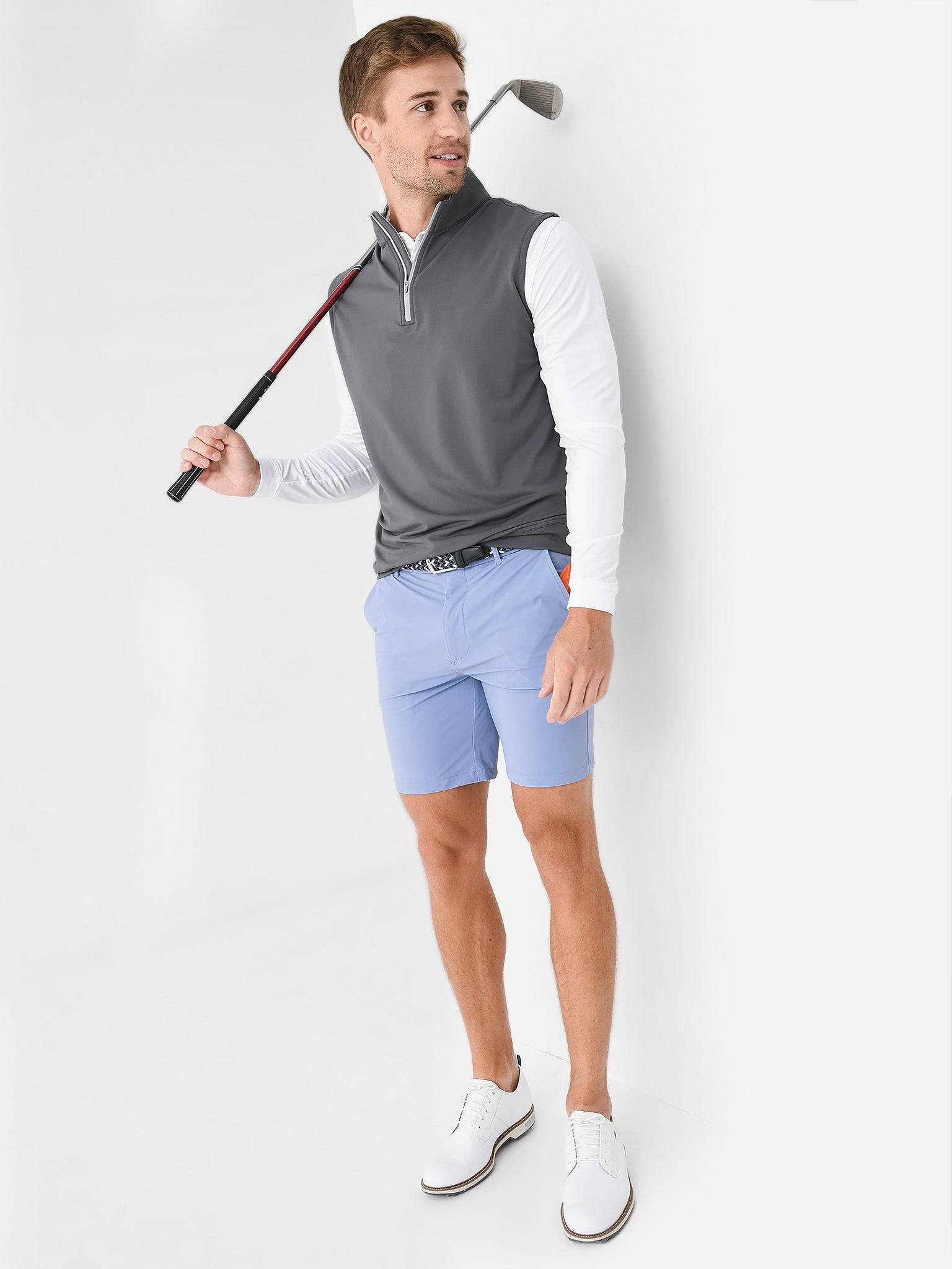  Peter Millar Crown Sport Men's Galway Stretch Loop Terry Quarter-Zip Vest