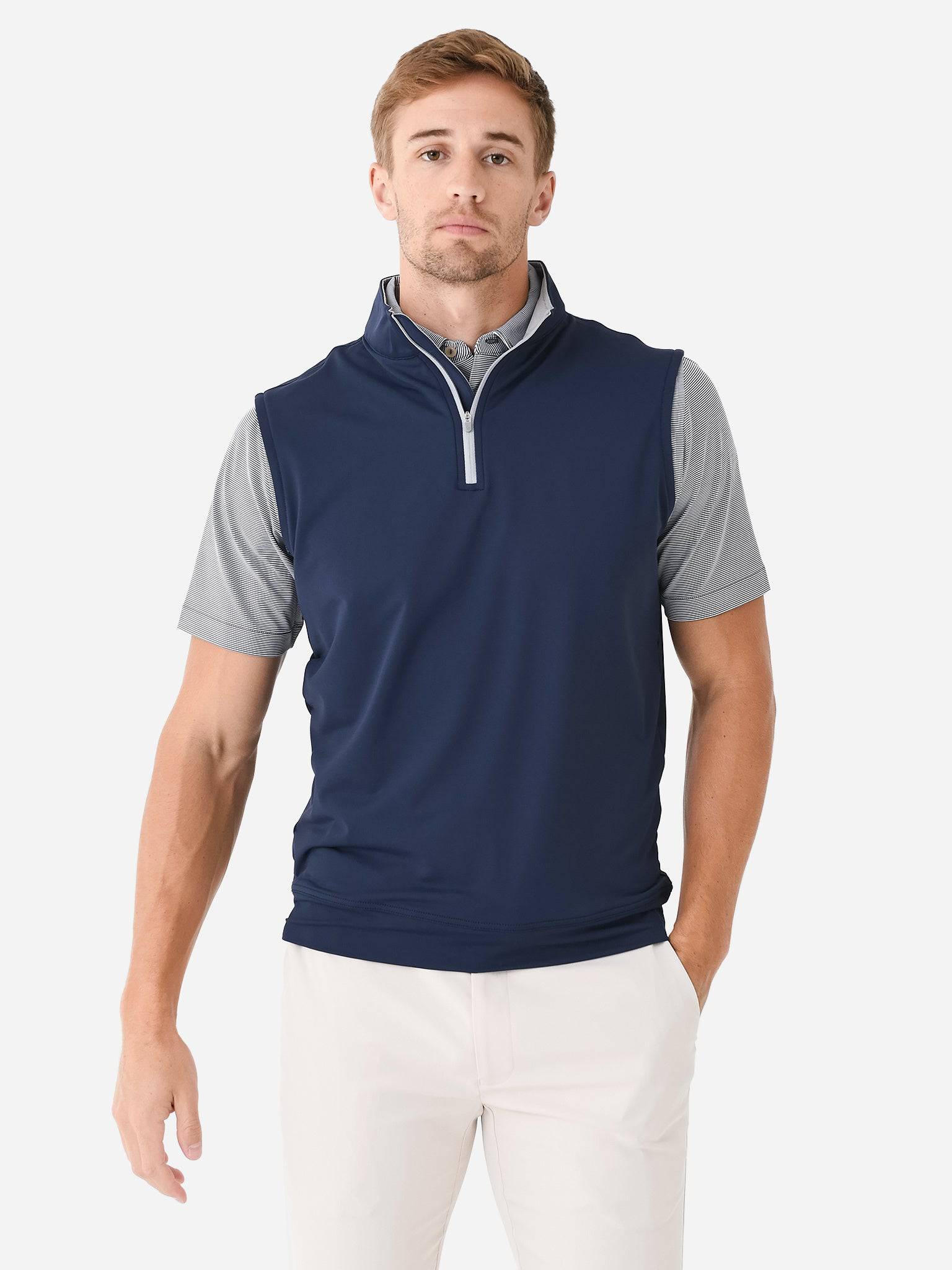  Peter Millar Crown Sport Men's Galway Stretch Loop Terry Quarter-Zip Vest