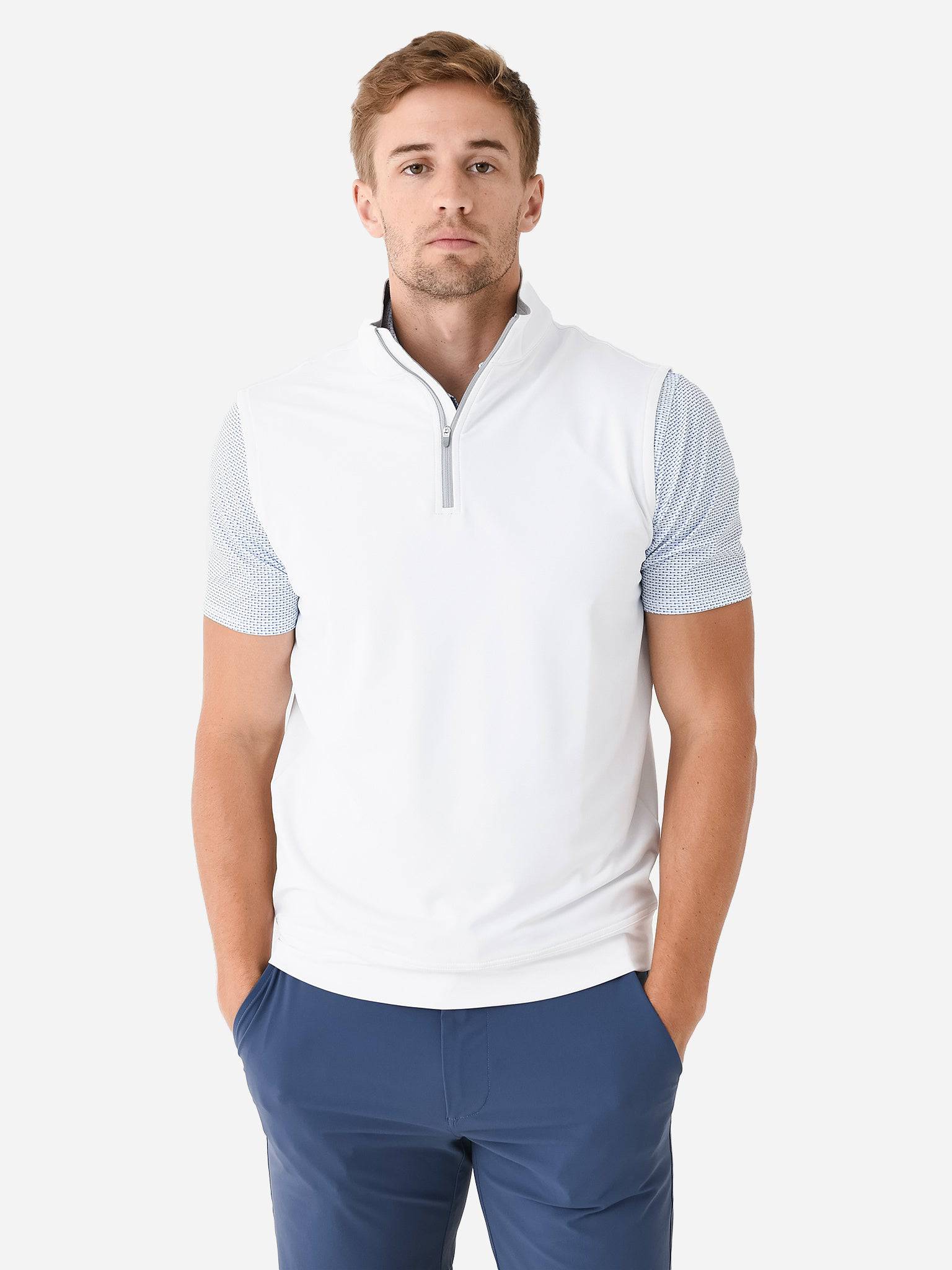  Peter Millar Crown Sport Men's Galway Stretch Loop Terry Quarter-Zip Vest
