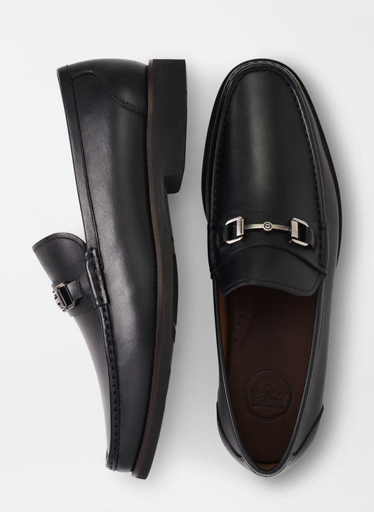  Peter Millar Leather Bit Loafer: Black