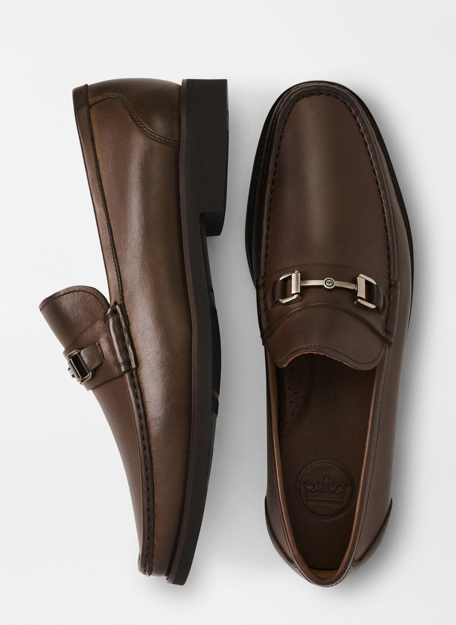  Peter Millar Leather Bit Loafer: Brown