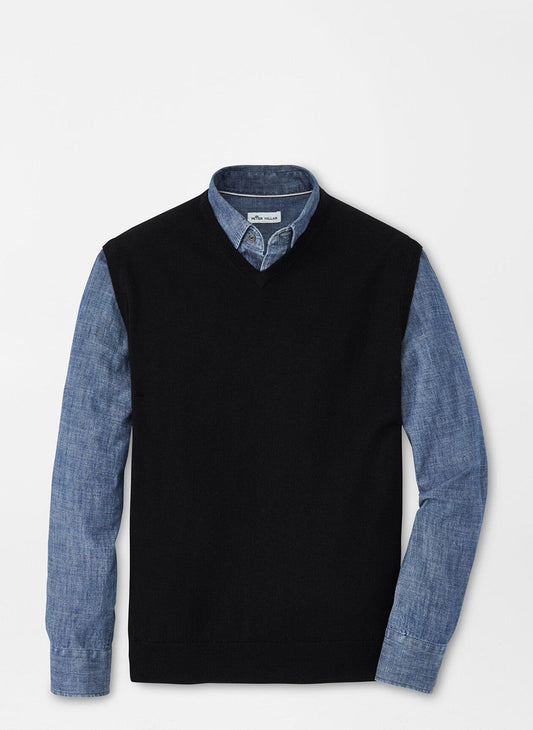  Peter Millar Autumn Crest V-Neck Vest: Black