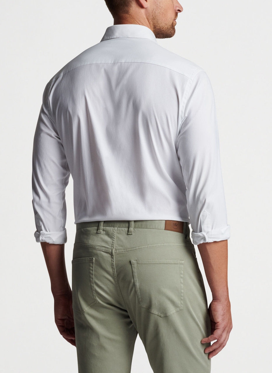  Peter Millar Collins Performance Oxford Sport Shirt: White