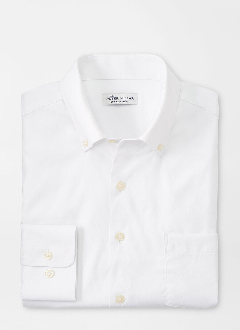  Peter Millar Collins Performance Oxford Sport Shirt: White