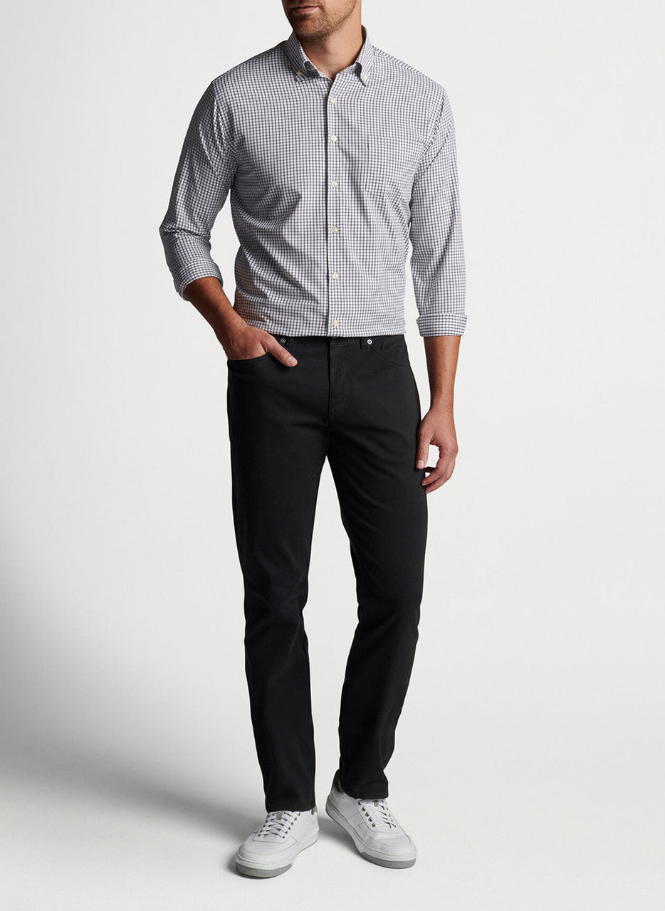  Peter Millar Hanford Performance Twill Sport Shirt: Black