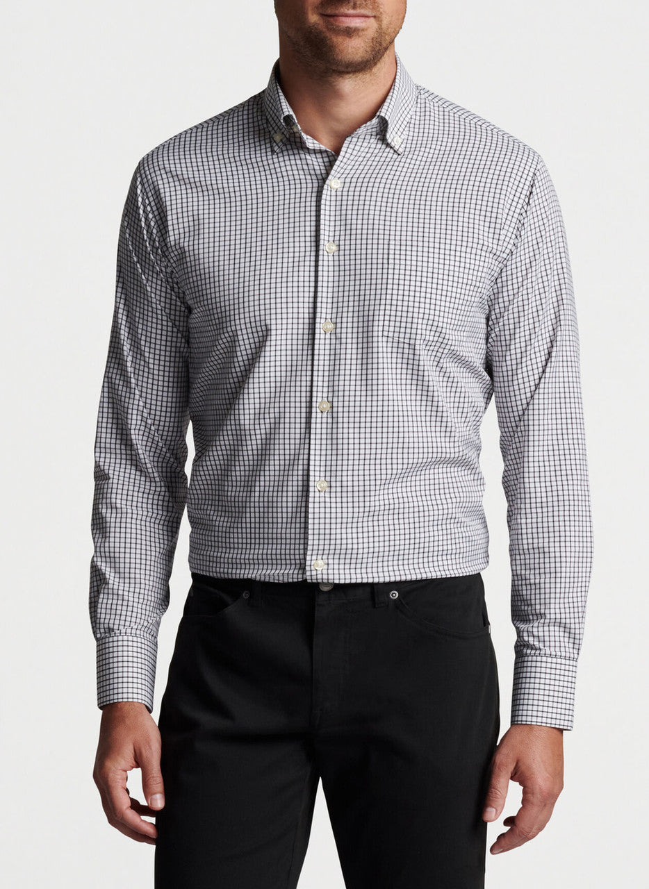  Peter Millar Hanford Performance Twill Sport Shirt: Black