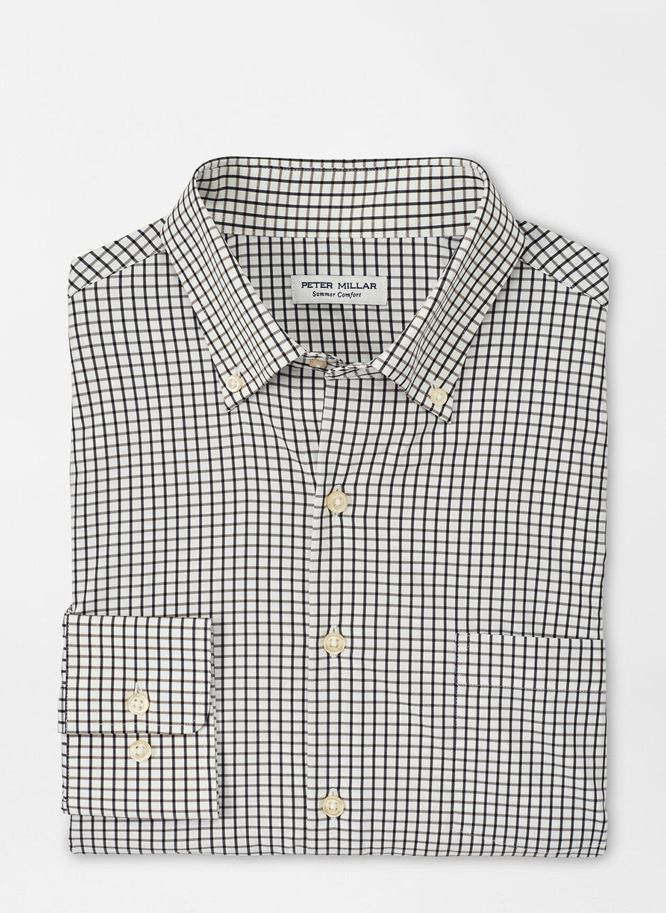  Peter Millar Hanford Performance Twill Sport Shirt: Black