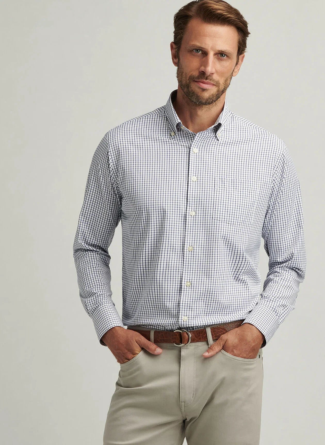  Peter Millar Hanford Performance Twill Sport Shirt: Classic Navy