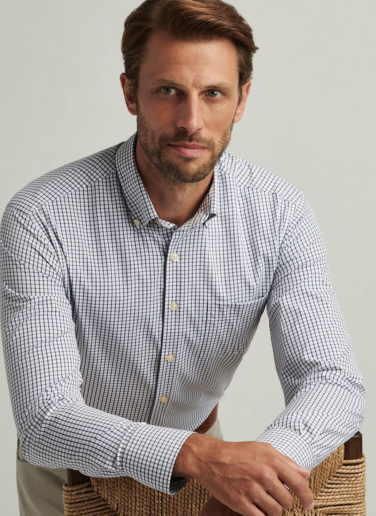  Peter Millar Hanford Performance Twill Sport Shirt: Classic Navy