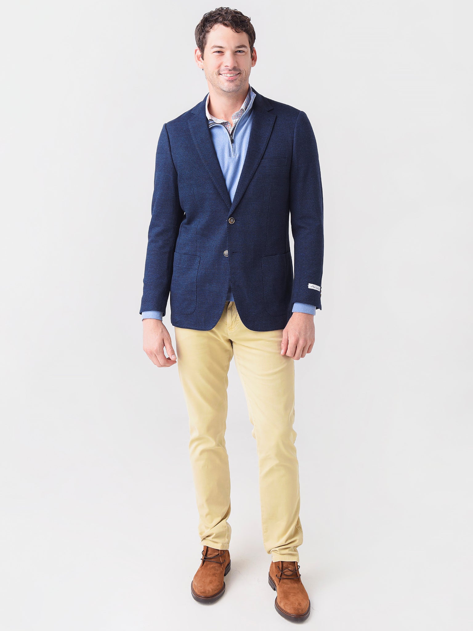  Peter Millar Crown Men's Glen Plaid Knit Soft Jacket