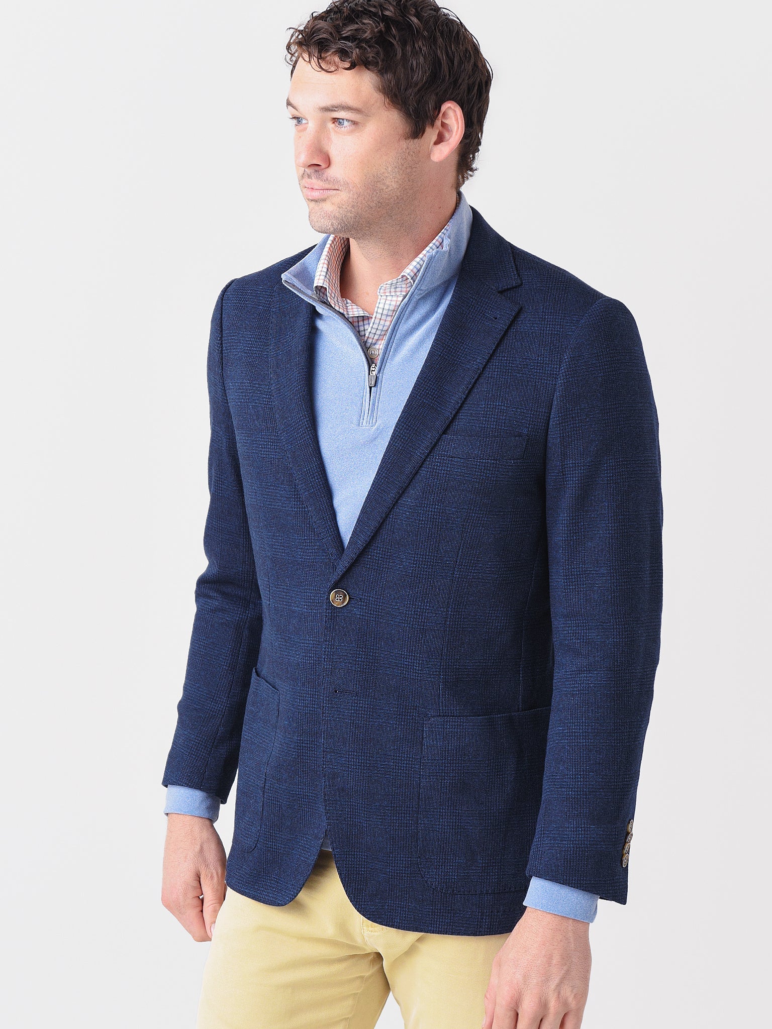  Peter Millar Crown Men's Glen Plaid Knit Soft Jacket