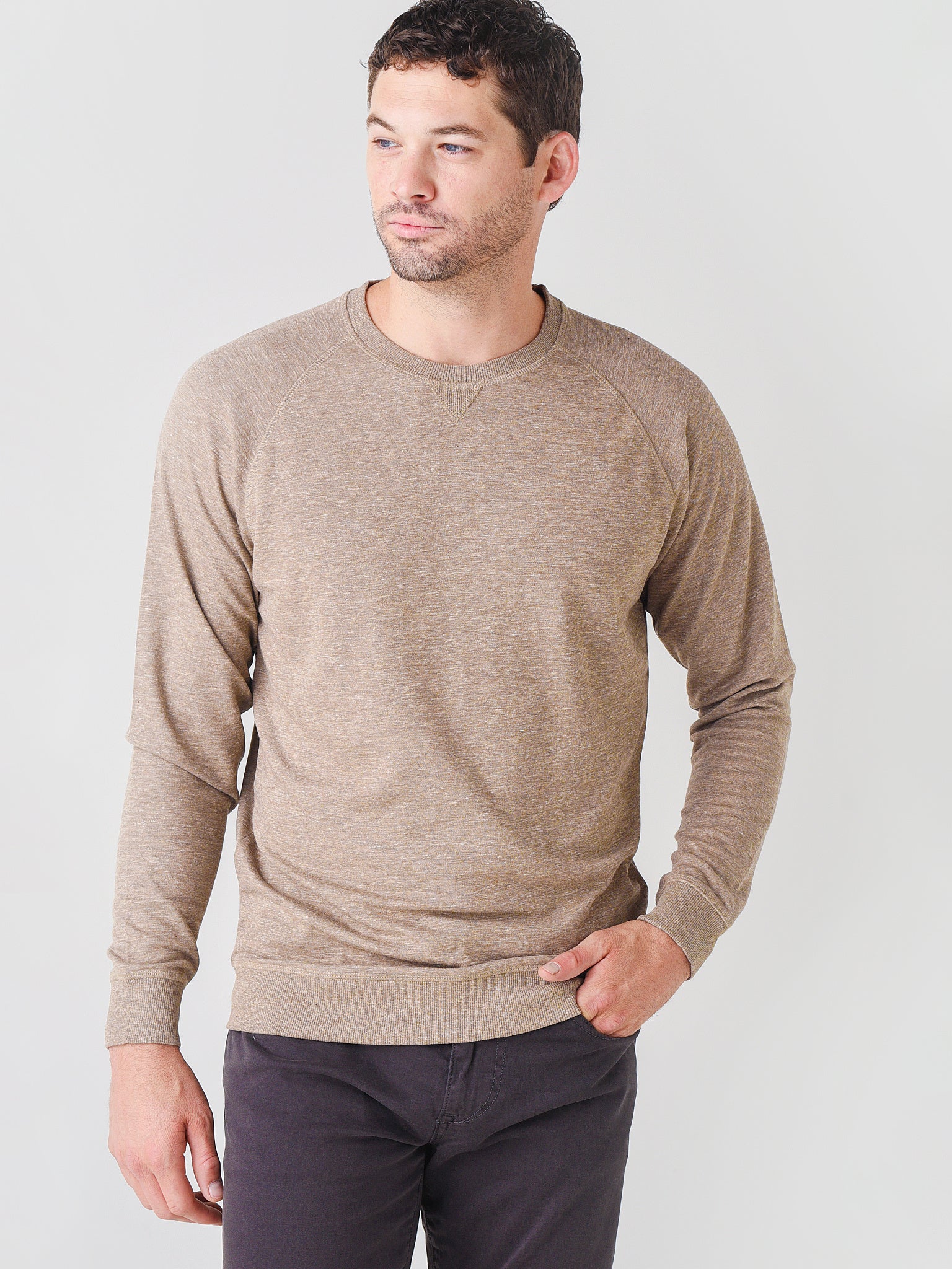  Peter Millar Crown Men's Interlock Jaspe Crew