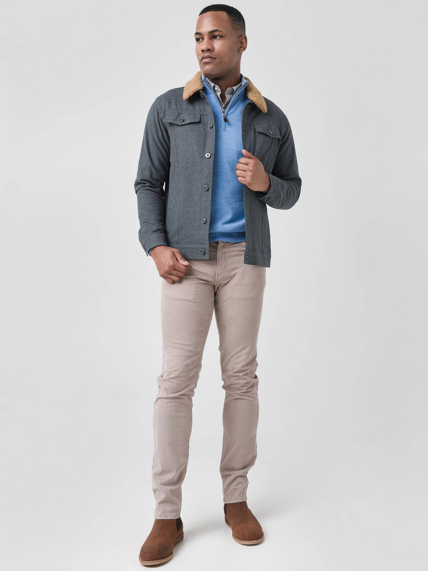  Peter Millar Crown Men's Mountainside Flannel Trucker Jacket