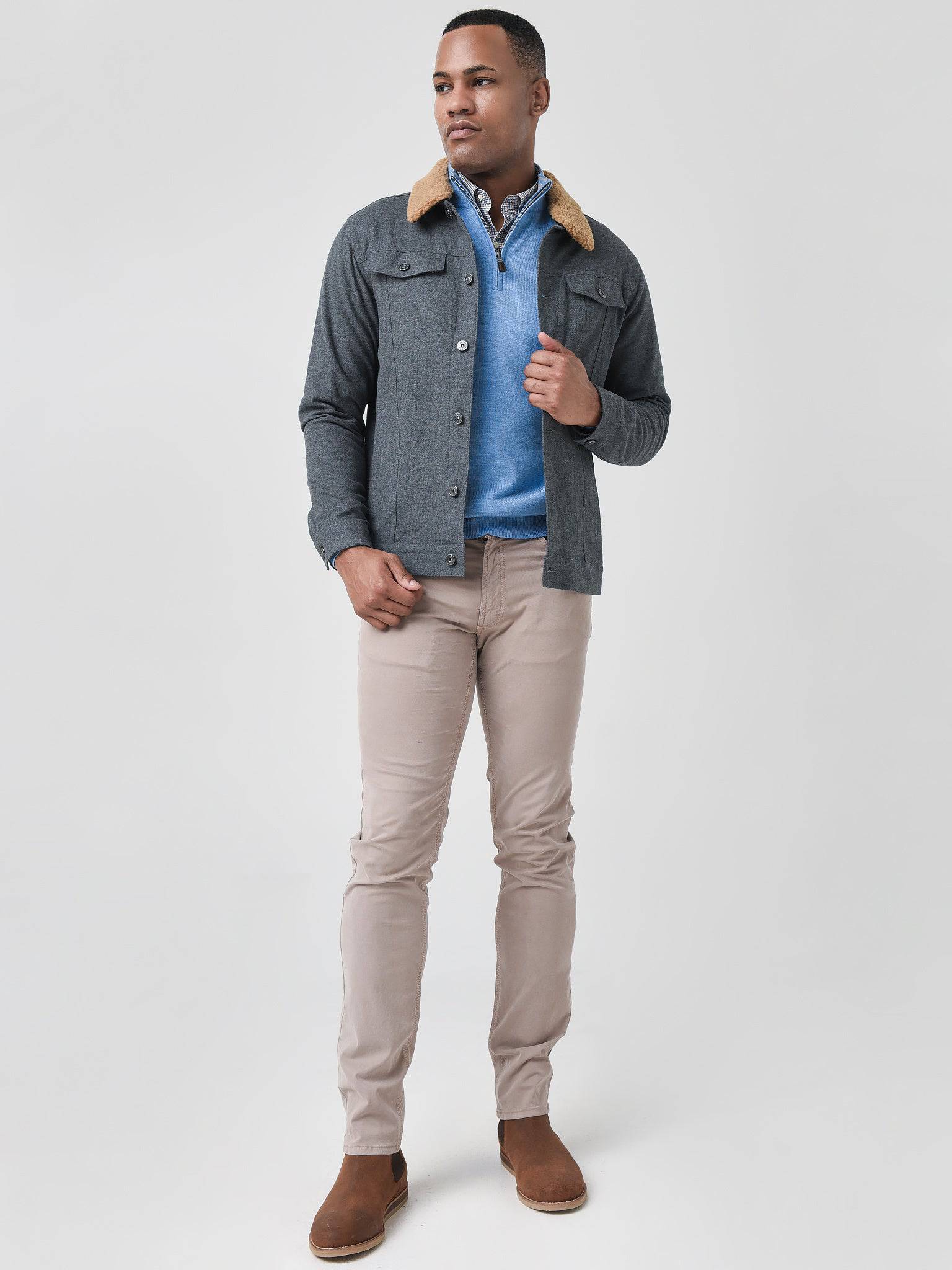  Peter Millar Crown Men's Mountainside Flannel Trucker Jacket