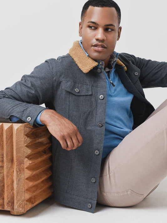  Peter Millar Crown Men's Mountainside Flannel Trucker Jacket