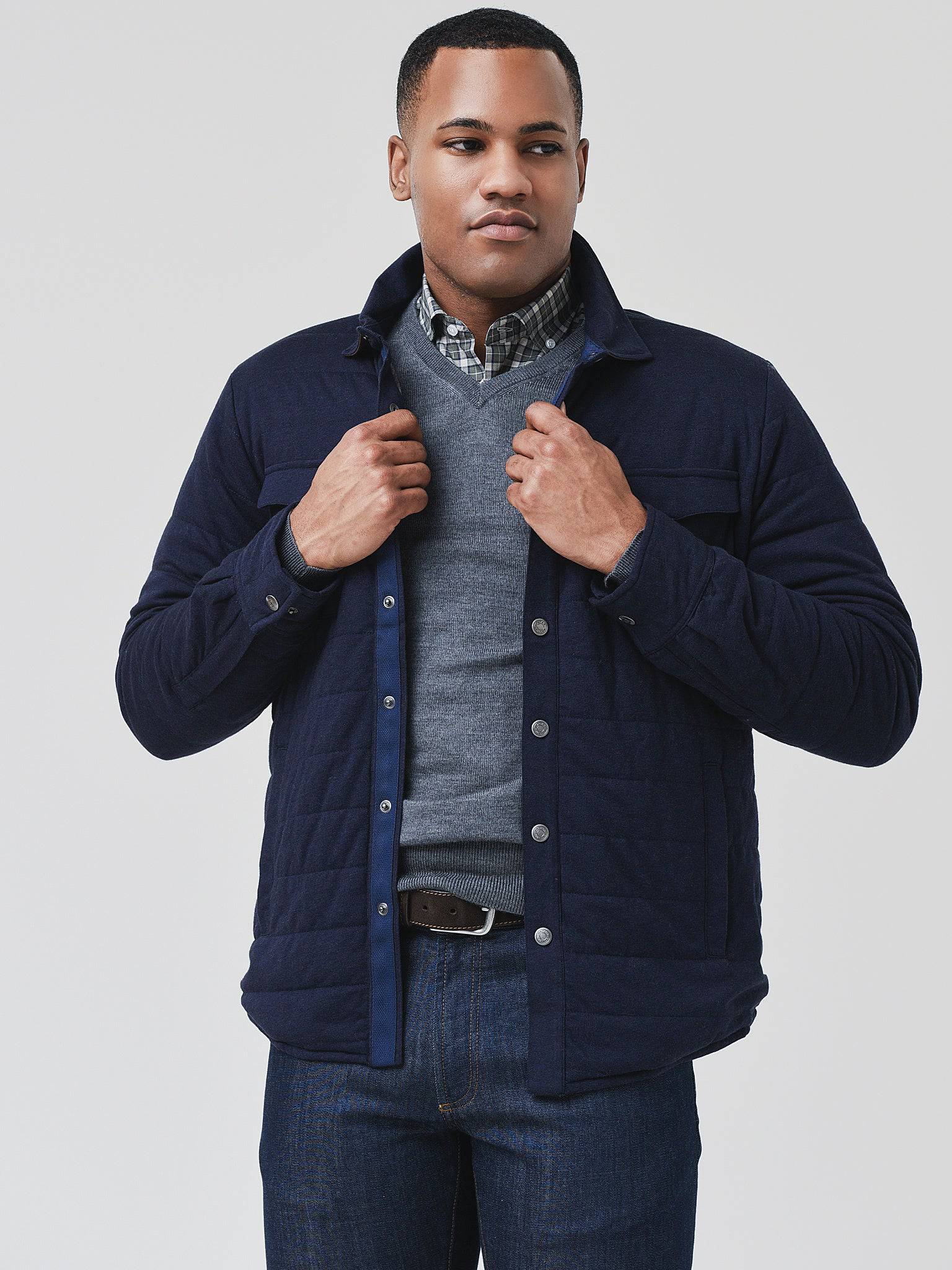  Peter Millar Crown Men's Cotton Cashmere Knit Shirt Jacket