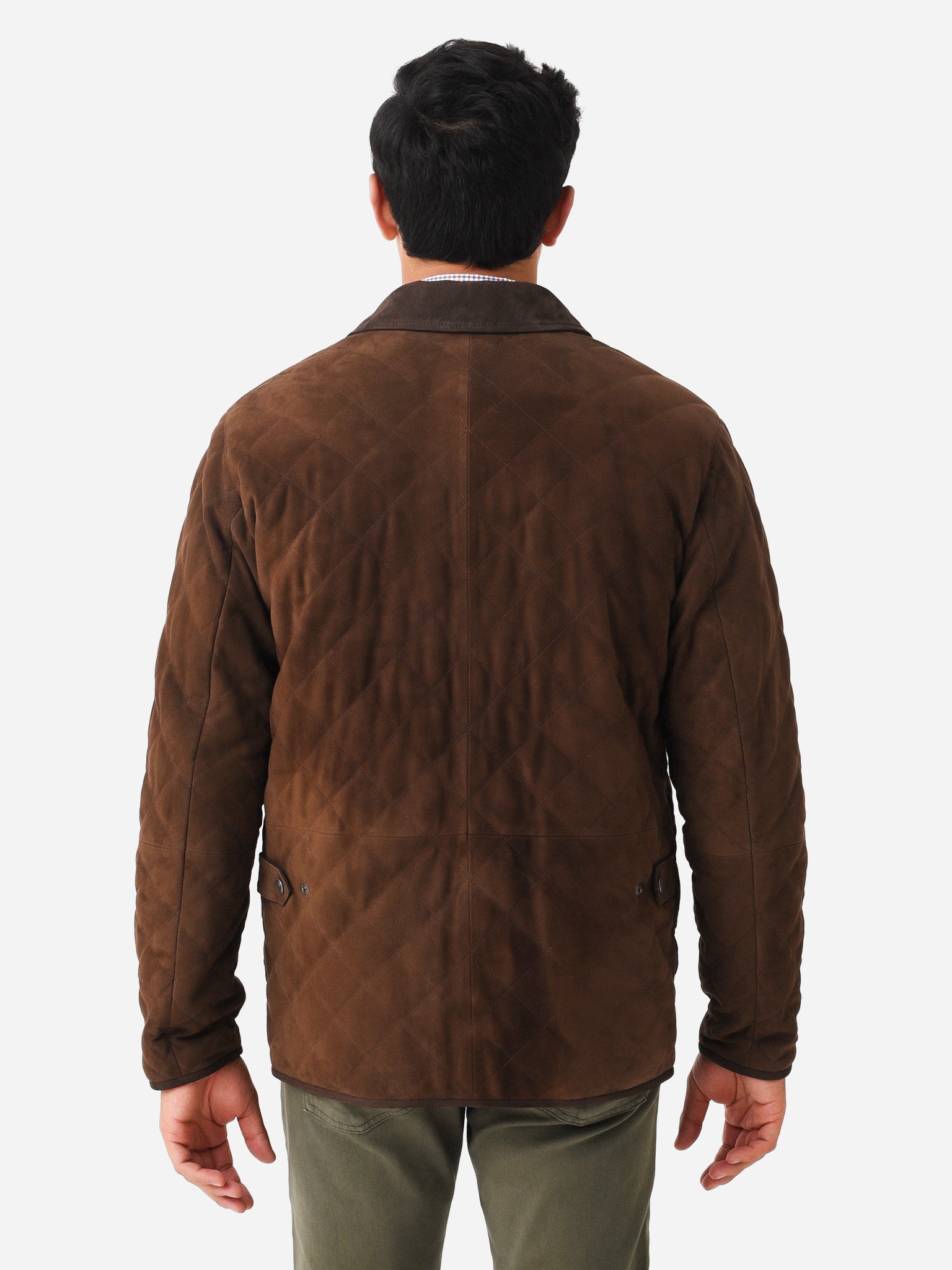  Peter Millar Crown Men's Suffolk Quilted Suede Travel Coat