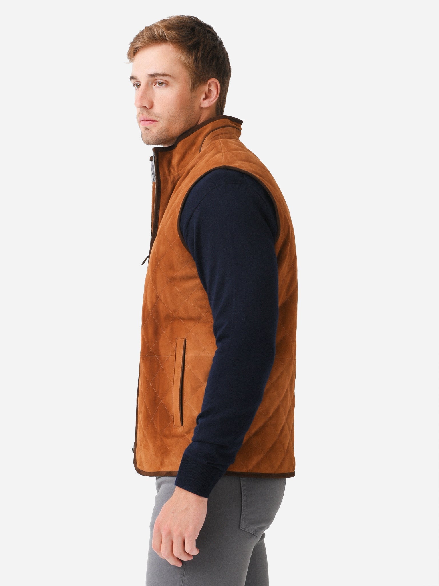  Peter Millar Crown Men's Essex Quilted Suede Travel Vest