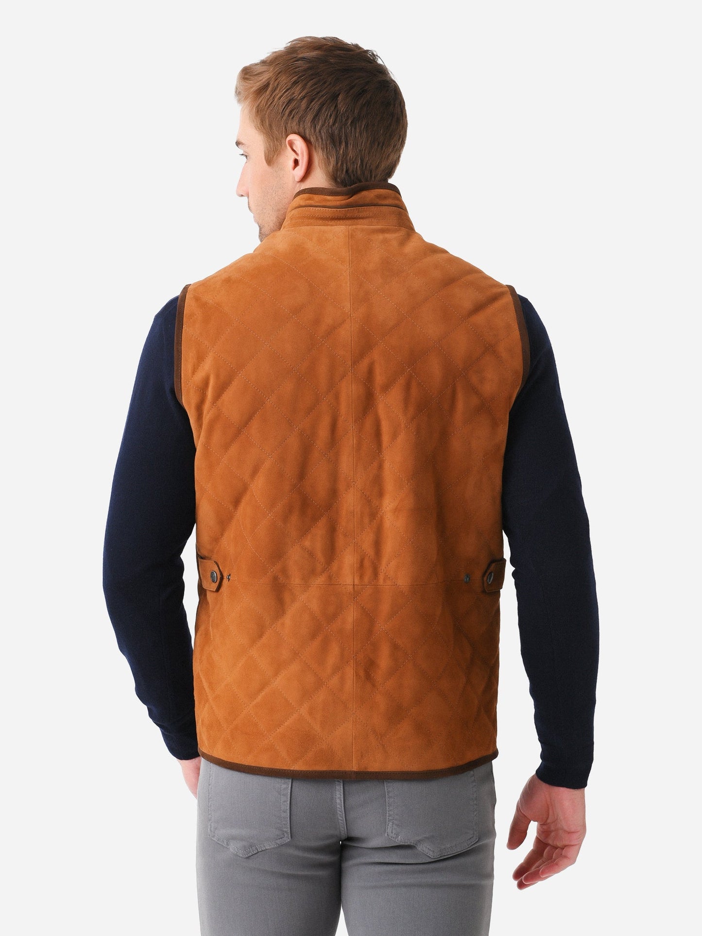  Peter Millar Crown Men's Essex Quilted Suede Travel Vest