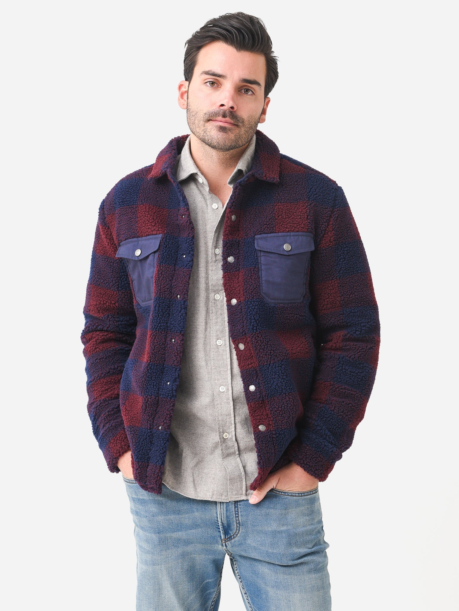  Peter Millar Crown Men's High Pile Sherpa Shirt Jacket