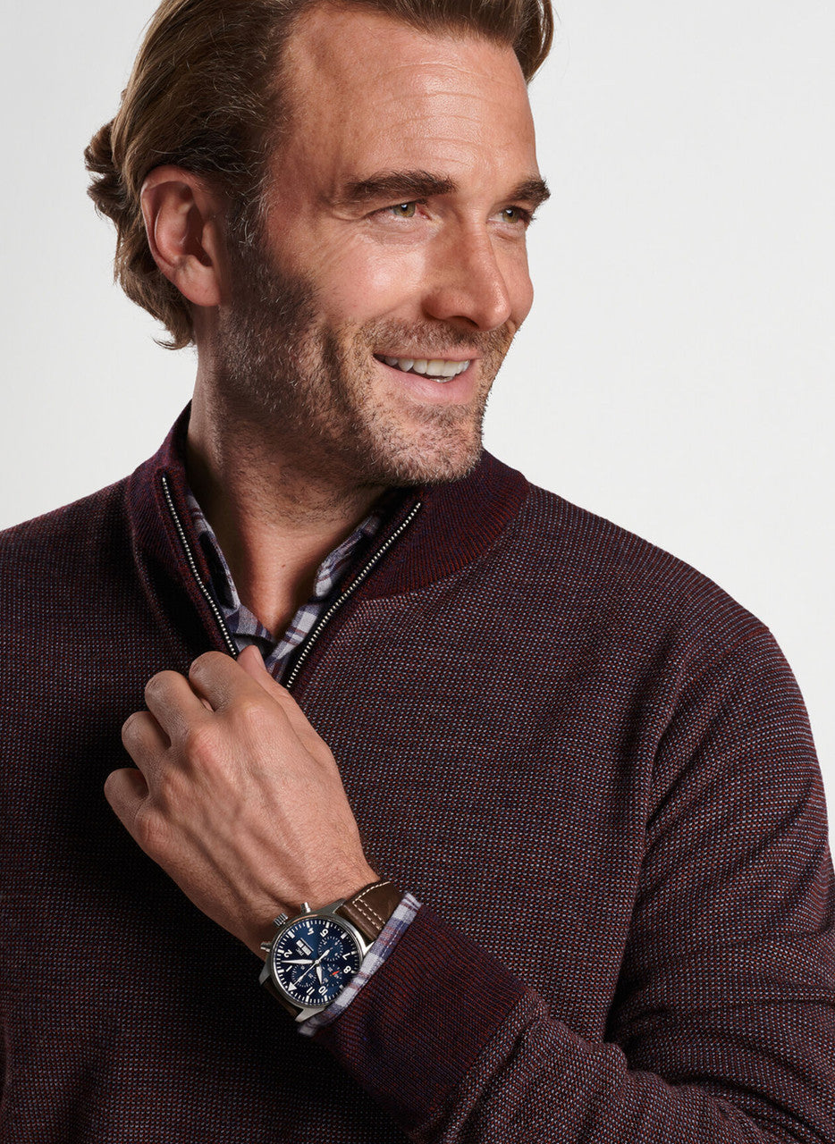  Peter Millar Breaker Birdseye Quarter-Zip: Holiday Red