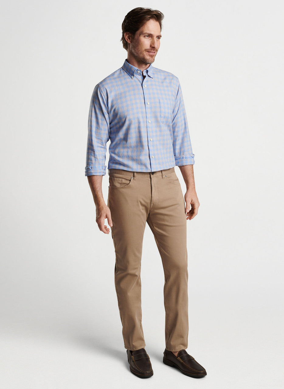  Peter Millar Heron Cotton Sport Shirt: Cape Blue
