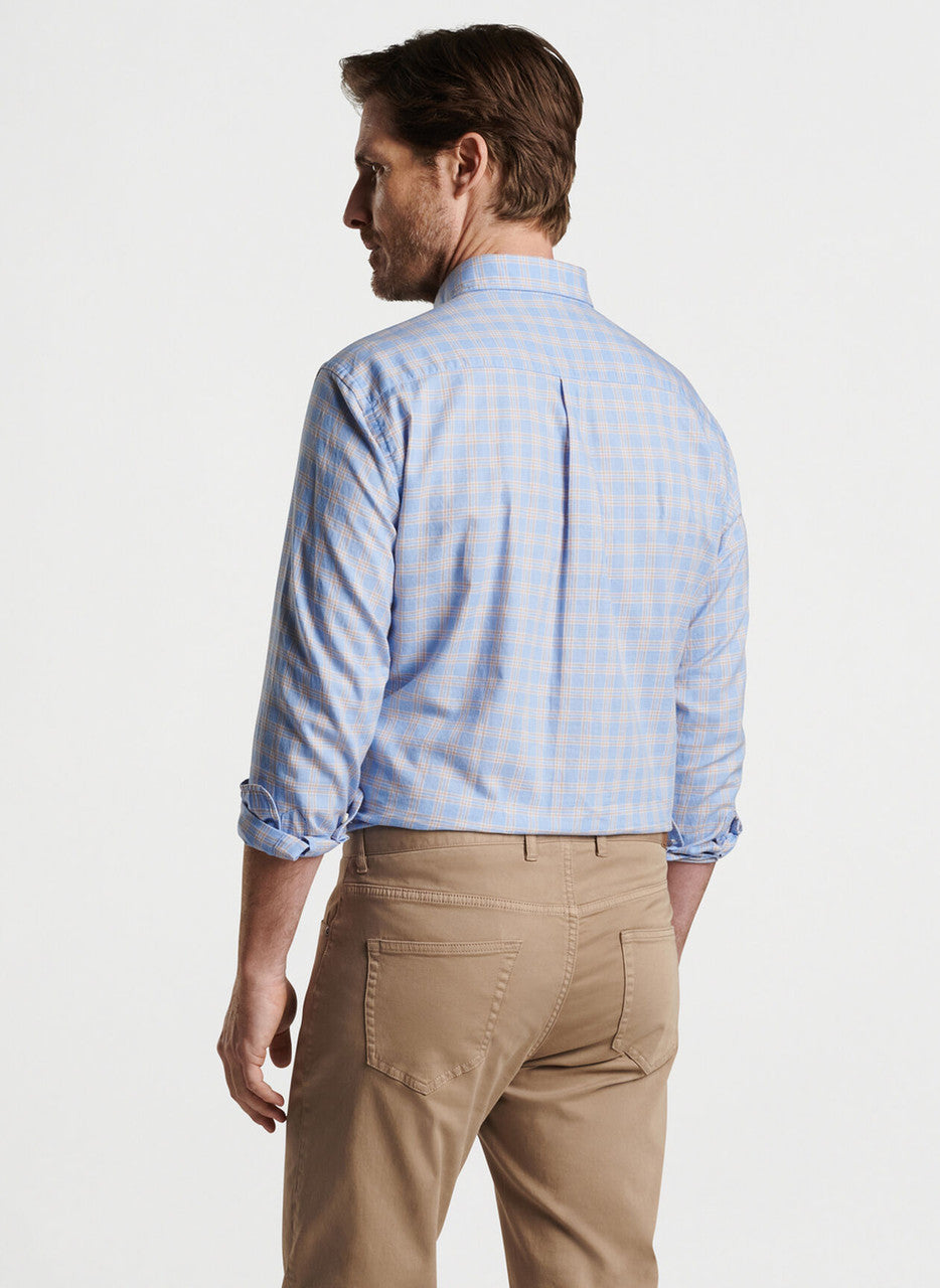  Peter Millar Heron Cotton Sport Shirt: Cape Blue