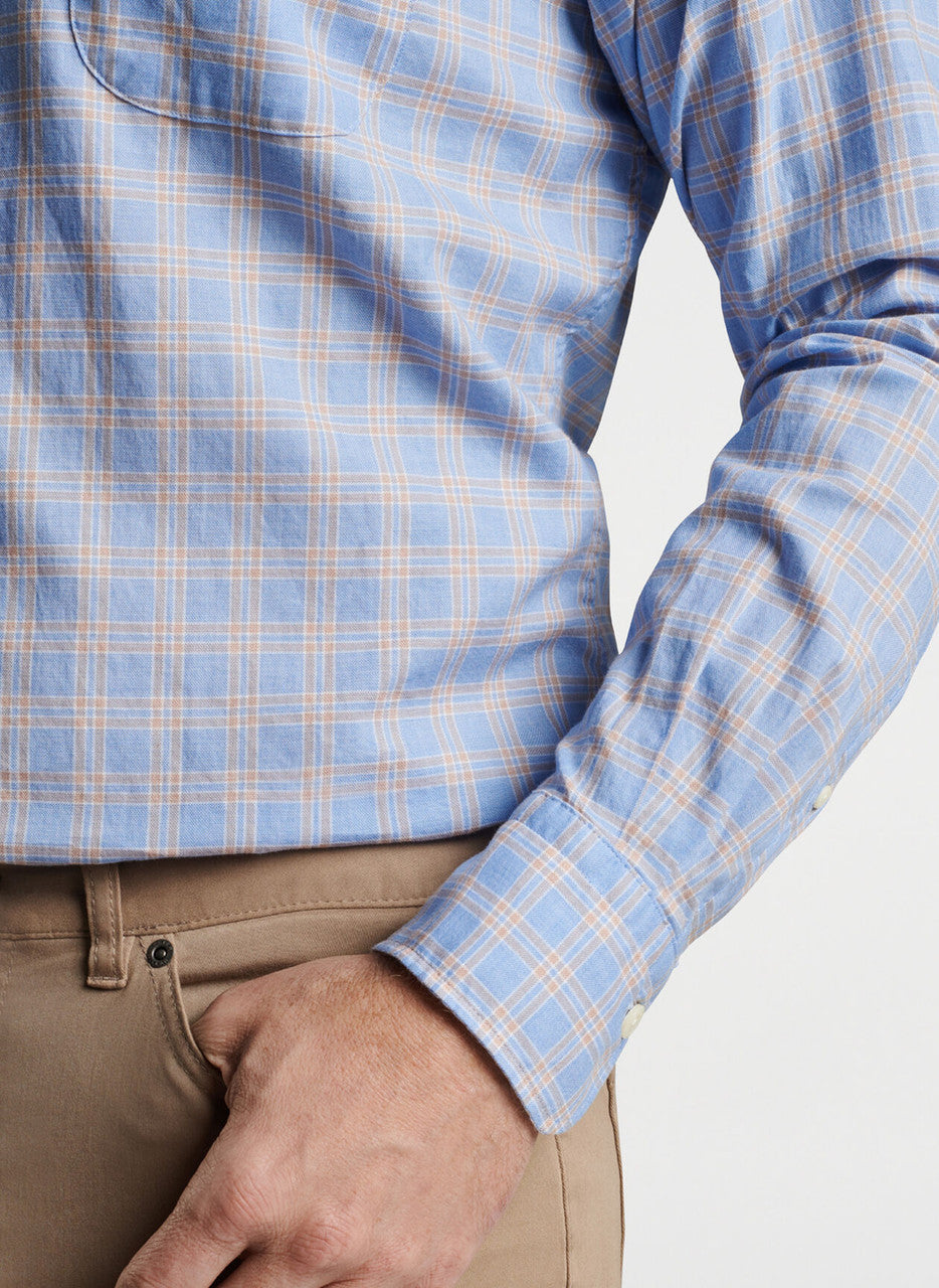  Peter Millar Heron Cotton Sport Shirt: Cape Blue