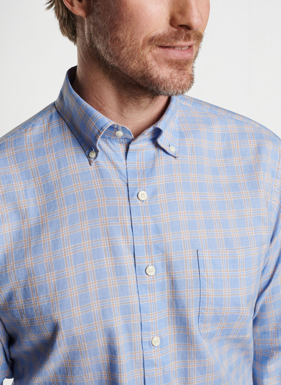  Peter Millar Heron Cotton Sport Shirt: Cape Blue
