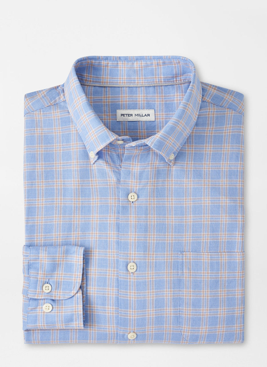 Peter Millar Heron Cotton Sport Shirt: Cape Blue