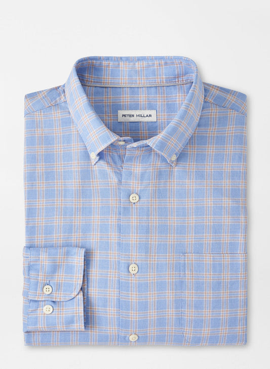  Peter Millar Heron Cotton Sport Shirt: Cape Blue
