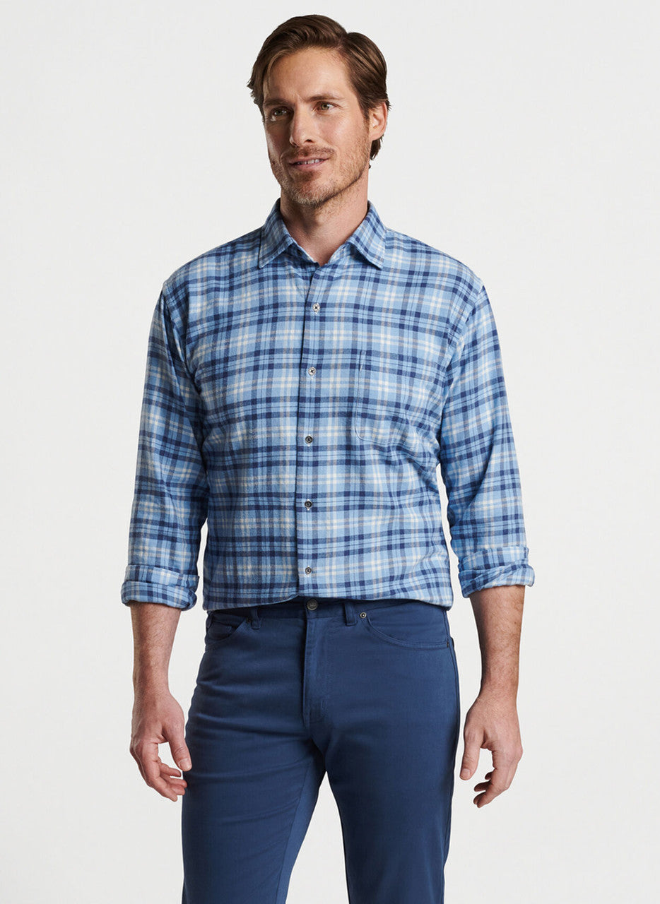  Peter Millar Stone Lake Cotton Sport Shirt: Cottage Blue