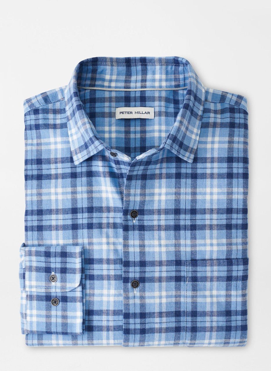  Peter Millar Stone Lake Cotton Sport Shirt: Cottage Blue