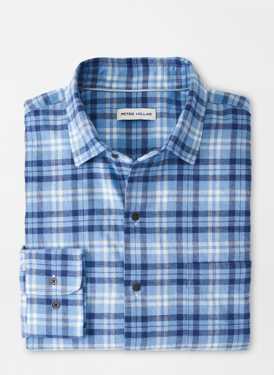  Peter Millar Stone Lake Cotton Sport Shirt: Cottage Blue