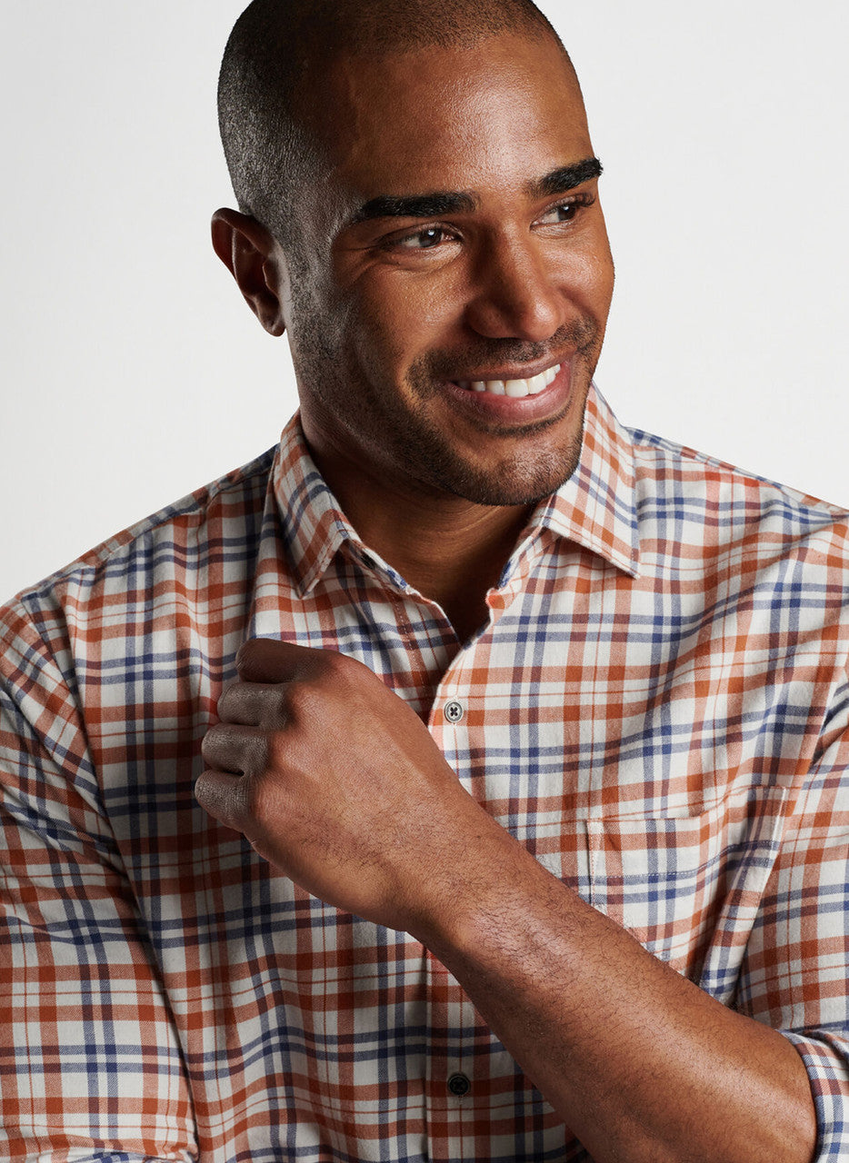  Peter Millar Stone Lake Cotton Sport Shirt: Winter Ivory