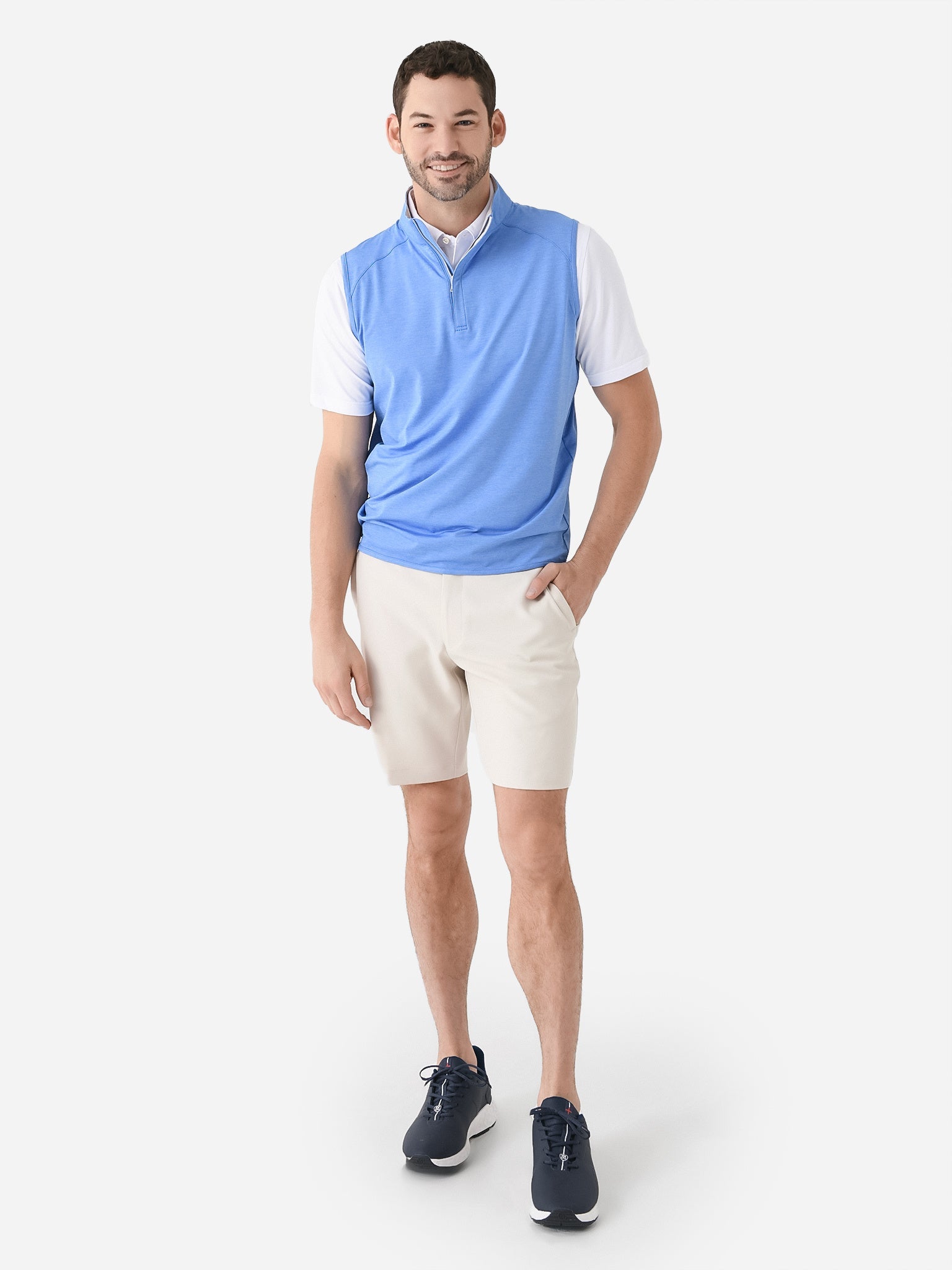  Peter Millar Crown Crafted Men's Stealth Performance Quarter-Zip Vest