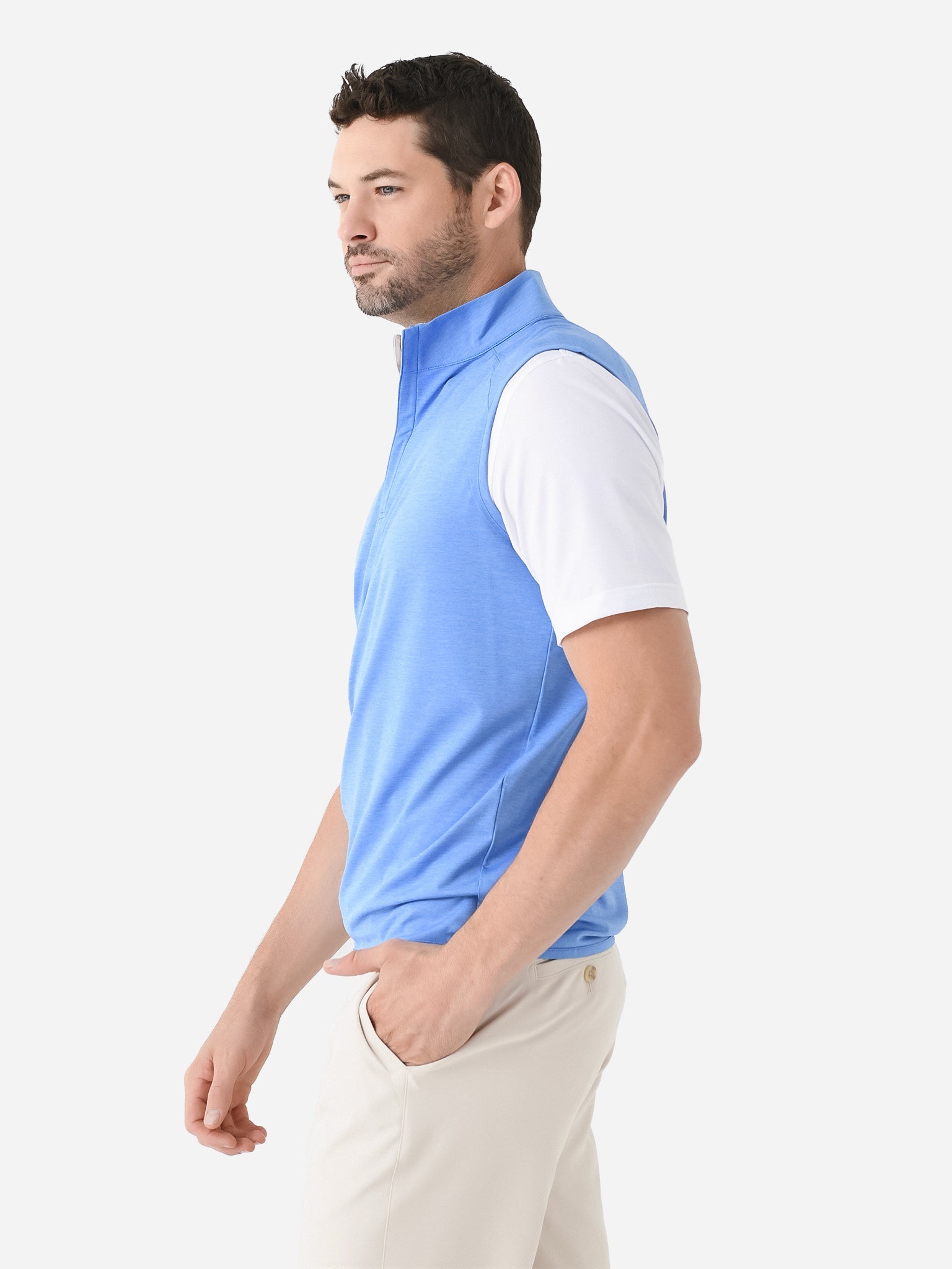  Peter Millar Crown Crafted Men's Stealth Performance Quarter-Zip Vest