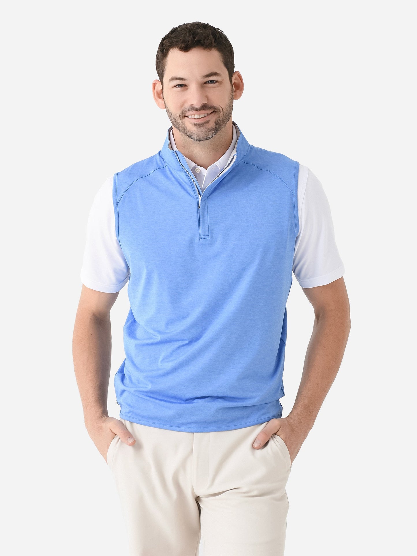  Peter Millar Crown Crafted Men's Stealth Performance Quarter-Zip Vest